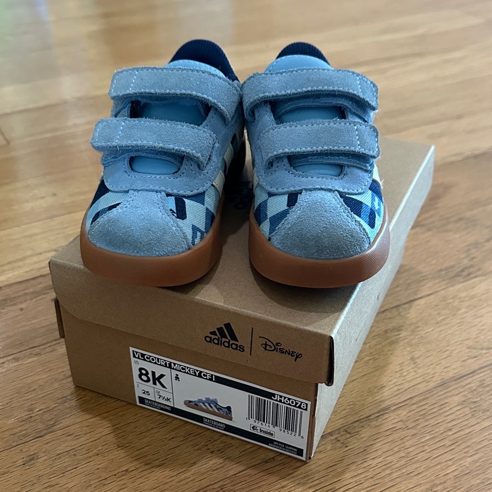 adidas Disney Mickey & Friends Light Blue and Navy Velcro Sneakers
